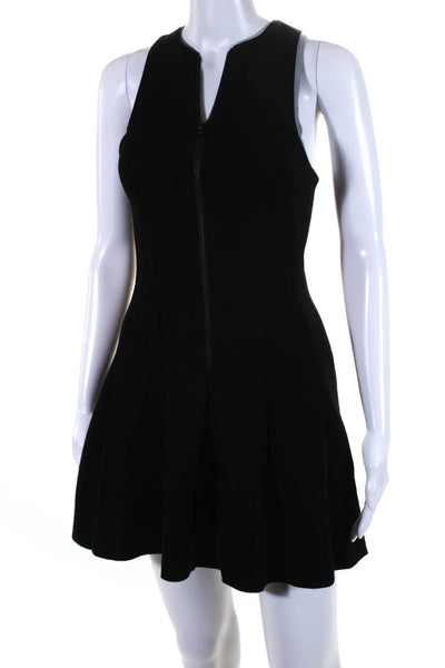 T Alexander Wang Womens Sleeveless Zip Up Fit + Flare Dress Black Size XS