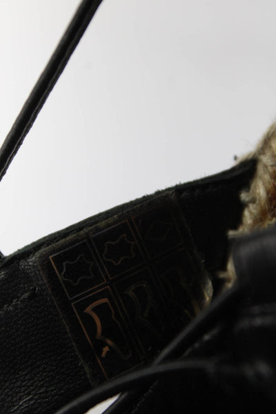 Saint Laurent Womens Nappa Leather Lace Up Espadrille Wedge Sandals Black 40 10