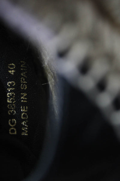 Saint Laurent Womens Nappa Leather Lace Up Espadrille Wedge Sandals Black 40 10