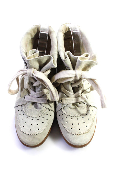 Isabel Marant Womens High Top Lace Up Wedge Sneakers Beige Suede Size 40 10