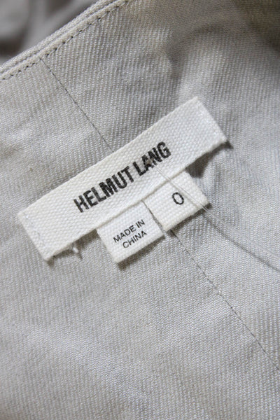 Helmut Lang Womens Asymmetrical Twill Blazer Jacket Light Gray Linen Size 0