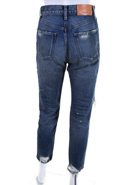 Moussy Womens Mid Rise Distressed Cropped Slim Leg Jeans Pants Blue Size 24