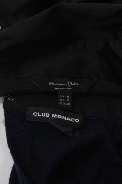 Massimo Dutti Club Monaco Womens Satin Shirt Collared Sweater Black P XS Lot 2