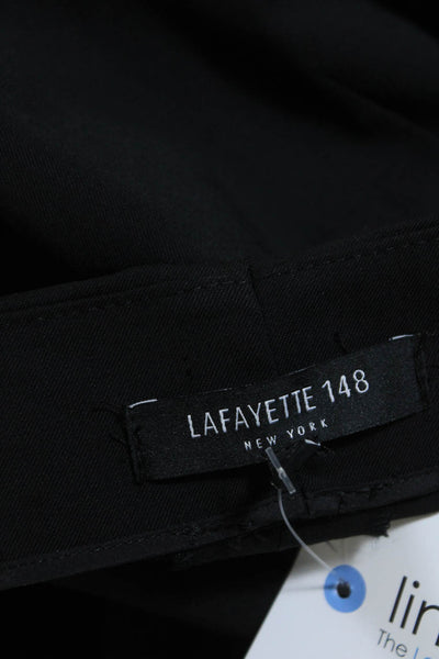 Lafayette 148 New York Womens Side Zip Pleated Dress Pants Black Wool Size 12