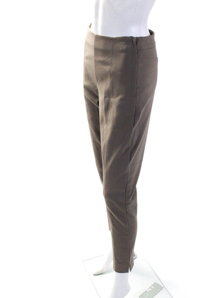 M.M. Lafleur Womens Side Zip High Rise Straight Leg Trouser Pants Brown Size 4