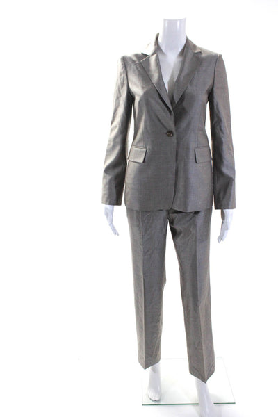 Cresson Womens Single Button Notched Lapel Pleated Pants Suit Gray Size Small