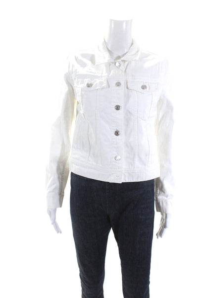 J Crew Womens Cotton Denim Long Sleeve Button Down Jean Jacket White Size S