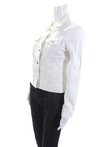 J Crew Womens Cotton Denim Long Sleeve Button Down Jean Jacket White Size S