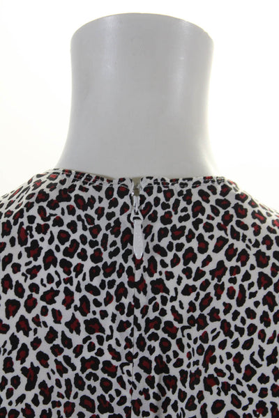 ALC Womens Silk Leopard Print Long Sleeve Peplum Maxi Dress White Size 2