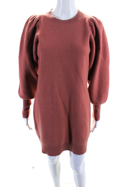 Ulla Johnson Womens Merino Wool Balloon Sleeve Sweater Dress Pink Size P