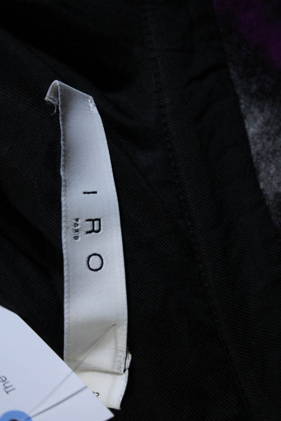 IRO Womens Fuchsia Fuzzy Wool Plaid Collar Long Sleeve Coat Jacket Size 32
