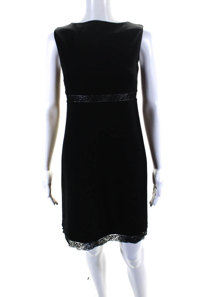 Michael Kors Womens Black Lace Trim Crew Neck Sleeveless Shift Dress Size 10