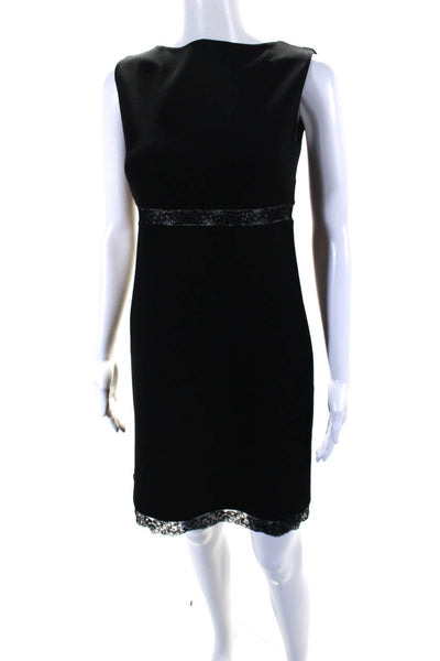 Michael Kors Womens Black Lace Trim Crew Neck Sleeveless Shift Dress Size 10