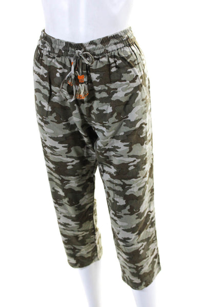 Calypso Saint Barth Womens Camouflage Draw String Waist Pants Green Size S