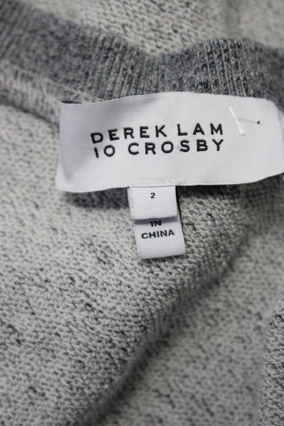 10 Crosby Derek Lam Womens Cotton Cuffed Short Sleeve Round Neck Top Gray Size 2