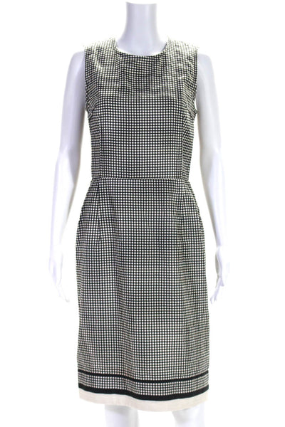 Lanvin Womens Cotton Polka Dot Darted Zipped Midi Sheath Dress Black Size EUR38