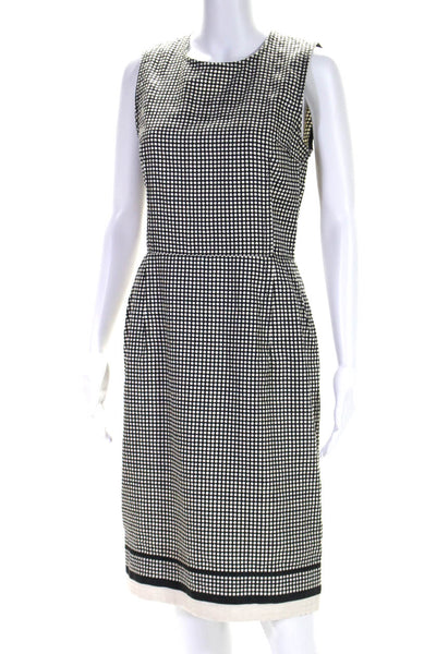 Lanvin Womens Cotton Polka Dot Darted Zipped Midi Sheath Dress Black Size EUR38