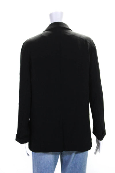 Eileen Fisher Womens Single Button Notched Lapel Blazer Jacket Black Size XS