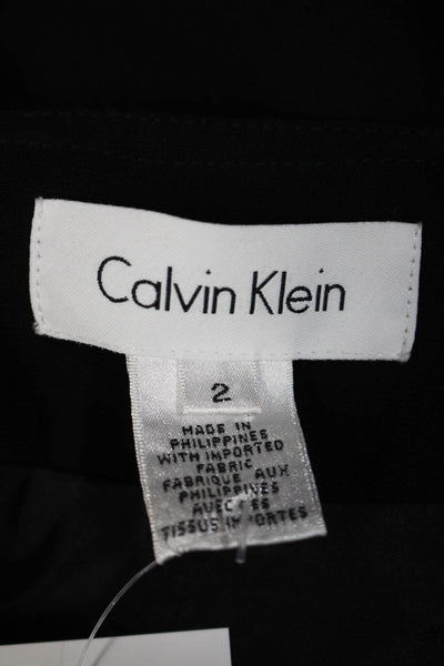 Calvin Klein Womens Double Breasted Round Neck Half Sleeve Jacket Black Size 2