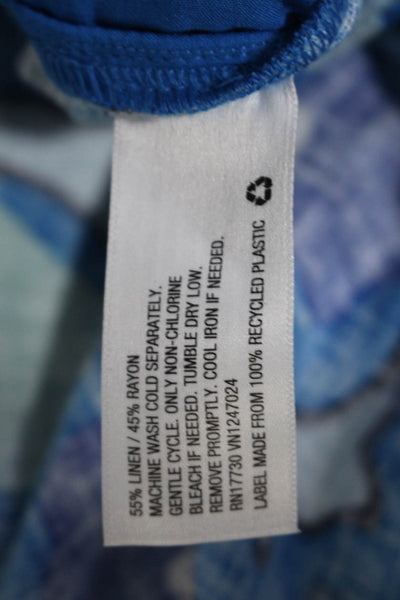 Rhode x Target Womens Cutout Bodice Short Sleeve Floral Jumpsuit Blue Linen XXS
