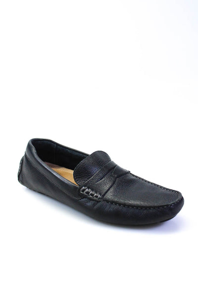 Nordstrom Mens Leather Strapped Apron Round Toe Slip-On Loafers Black Size 10
