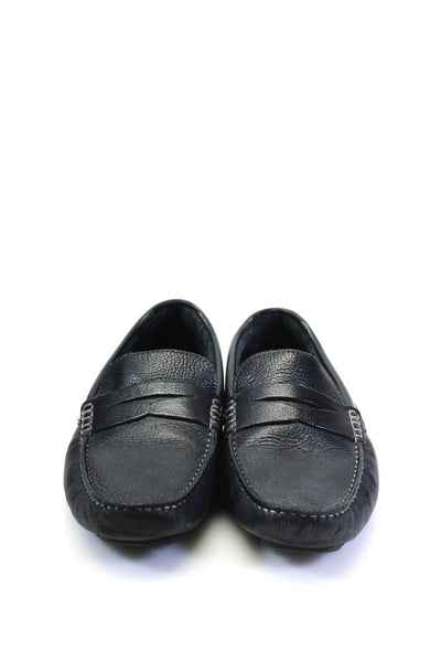 Nordstrom Mens Leather Strapped Apron Round Toe Slip-On Loafers Black Size 10