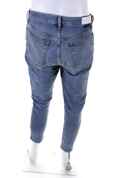 Redone Mens Denim Button Fly Mid Rise Straight Leg Jeans Pants Blue Size 30