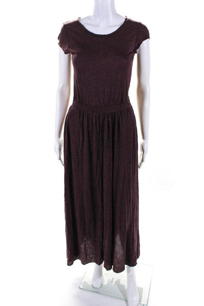 Heather Womens Round Neck Short Sleeve Empire Waist Maxi Dress Purple Size P