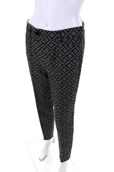 Nanette Lepore Womens Geometric Print Mid-Rise Tapered Pants Black Size 2