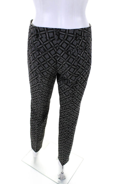 Nanette Lepore Womens Geometric Print Mid-Rise Tapered Pants Black Size 2