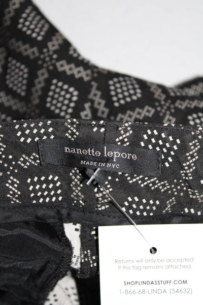 Nanette Lepore Womens Geometric Print Mid-Rise Tapered Pants Black Size 2