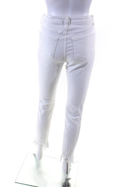 L'Agence Womens High Line Destruct High Waist Skinny Jeans White Size 26