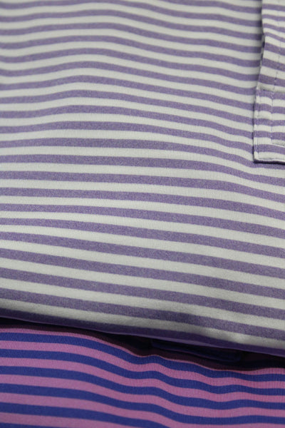 RLX Ralph Lauren Mens Short Sleeve Stripe Polo Shirt Purple Size Medium Lot 2