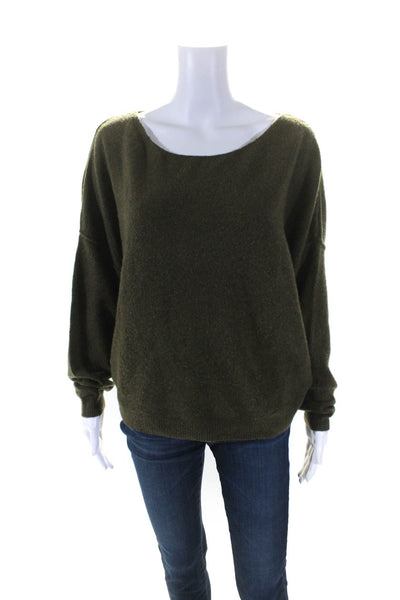 American Vintage Womens Round Neck Ribbed Long Sleeve Sweater Top Green Size XS
