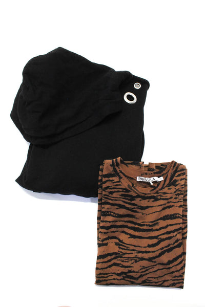 Pam & Gela Womens Crewneck Short Sleeves Animal Print Basic T-Shirt Size S Lot 2