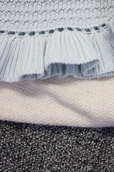 Zara Women's Round Neck Sleeveless Ruffle Pullover Sweater Blue Size S Lot 3