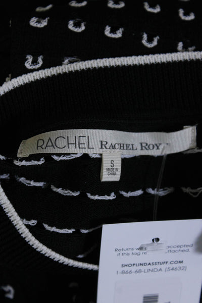 Rachel Rachel Roy Women's Crewneck Open Knit Bell Sleeves Sweater Black Size S