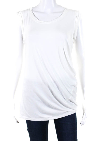 Donna Karan Women's Round Neck Sleeveless Basic T-Shirt White Size L