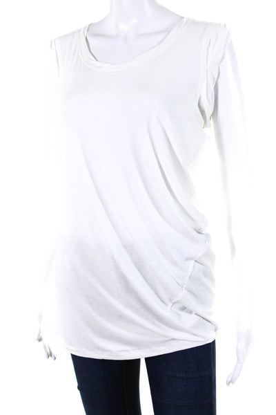 Donna Karan Women's Round Neck Sleeveless Basic T-Shirt White Size L