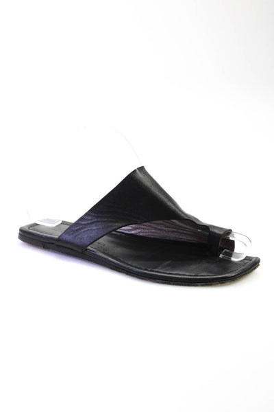 AGL Attilio Giusti Leombruni Women's Slip-On Leather Flat Sandals Black Size 8