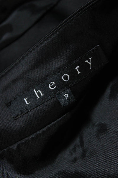 Theory Womens Button Down Cropped Jacket Black Cotton Blend Size Petite