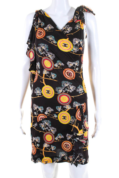 Chanel 01P Womens Silk Printed Short Sleeves Body Con Dress Brown Size EUR 36