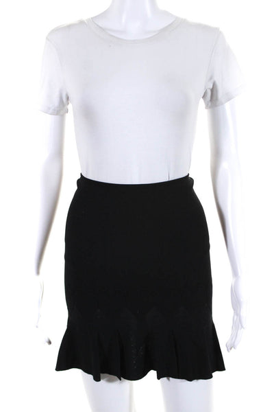 Alaia Womens Body Con Trumpet Pull On Mini Skirt Black Size Small