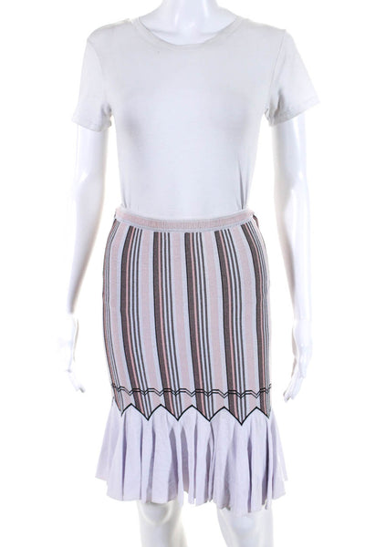 Alaia Womens Striped Knee Length Trumpet Skirt Multi Colored Size Extra Small