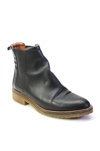 Everlane Mens Leather Round Toe Elastic Slip-On Ankle Boots Black Size 7.5