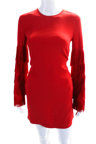 Stella McCartney Womens Long Sleeves Fringe Detail Dress Red Size EUR 34