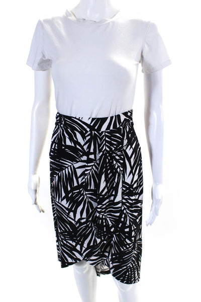 Michael Michael Kors Womens Leaf Print A Line Skirt Black White Size Extra Small