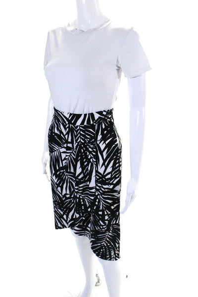 Michael Michael Kors Womens Leaf Print A Line Skirt Black White Size Extra Small