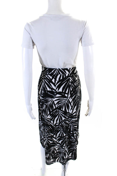 Michael Michael Kors Womens Leaf Print A Line Skirt Black White Size Extra Small