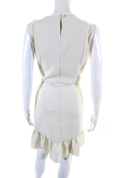 Drew Womens Sleeveless V Neck Ruffled Shift Dress White Size Medium